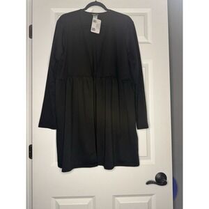 Hemish USA Plus Size Smocked Open Front Cardigan Sweater Black 1xl NWT 35